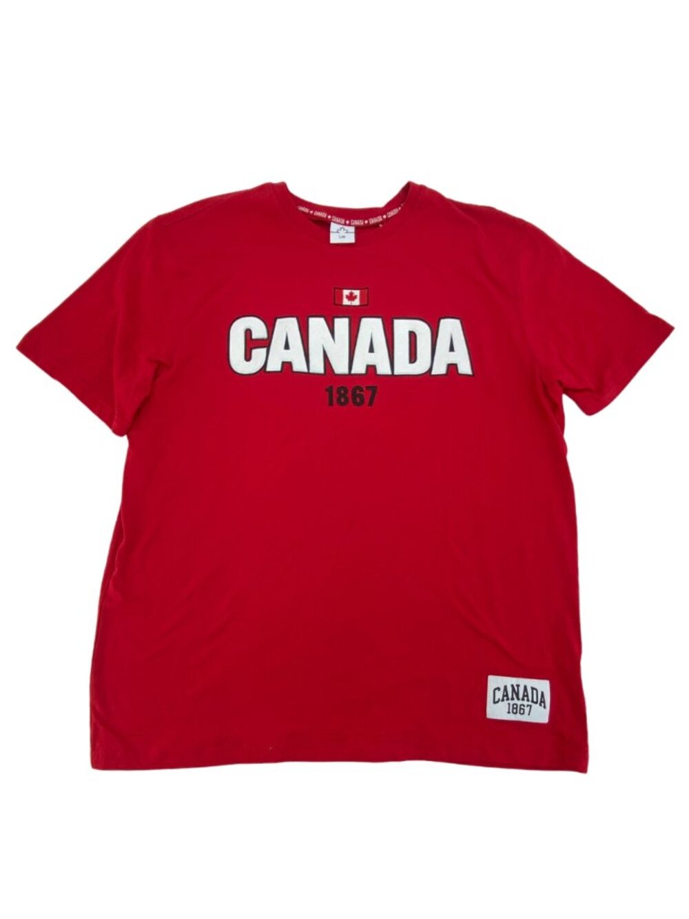 Canada 1867 | Men's Red T-Shirt | Short Sleeve | Summer | 100% Cotton | Large